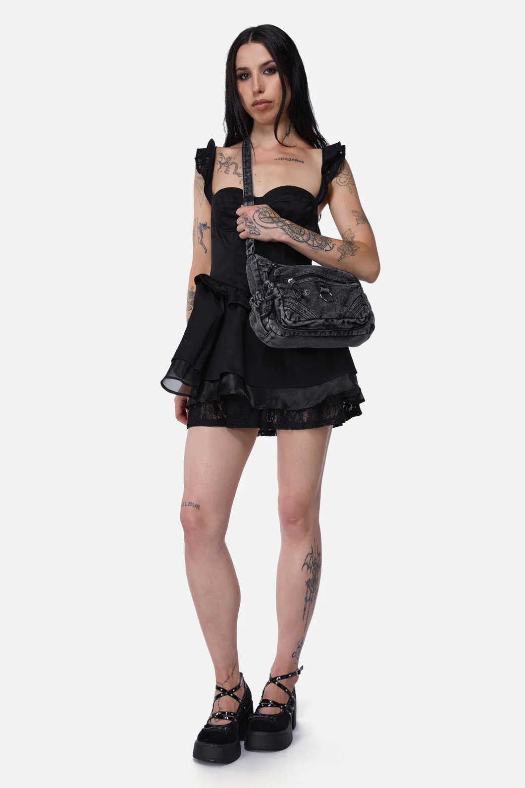 Washed Grey Denim Bag - Image 2