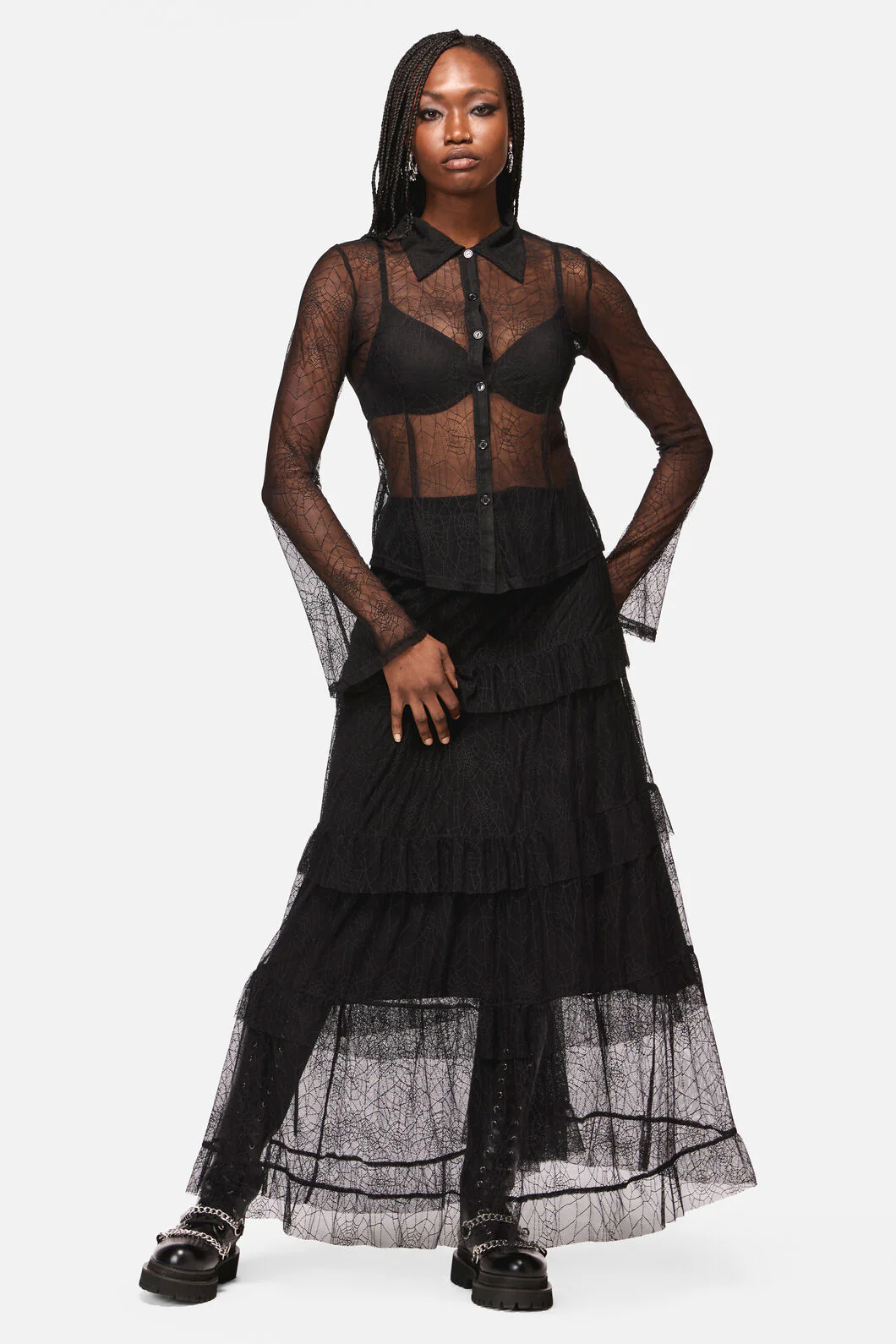 Web Lace Long Sleeve Blouse - Image 4