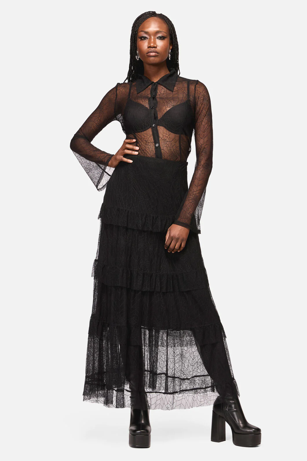 Web Lace Midi Skirt