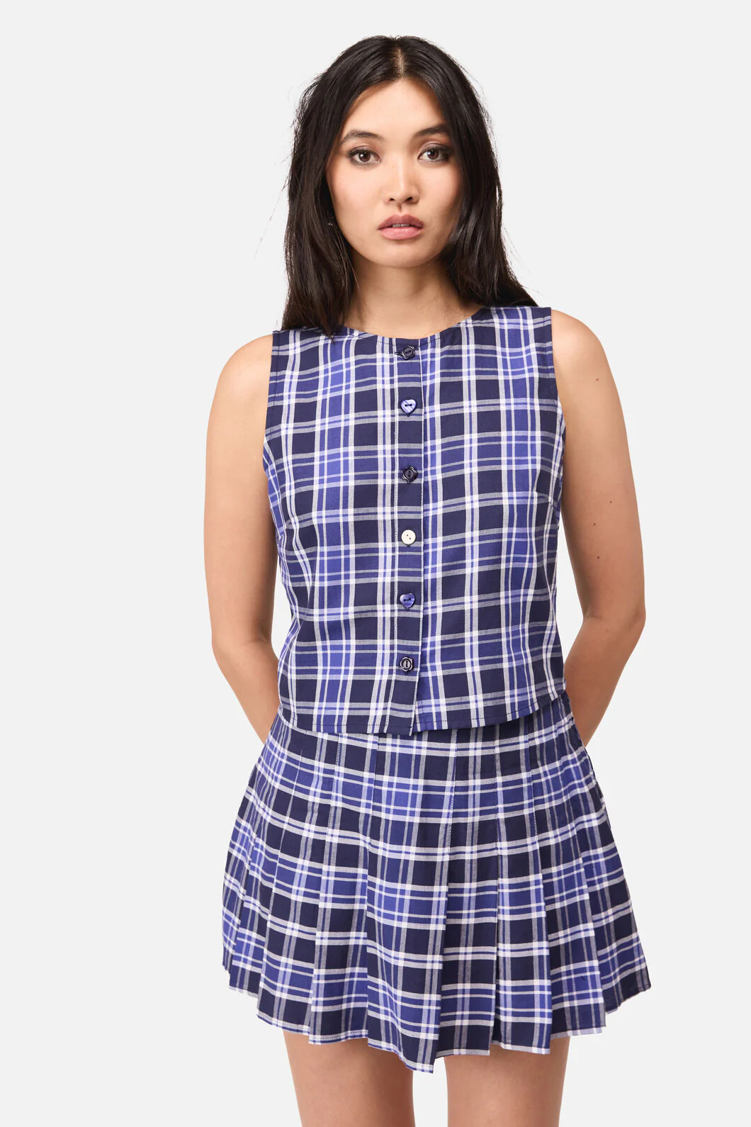 Whirl Tartan Button Top