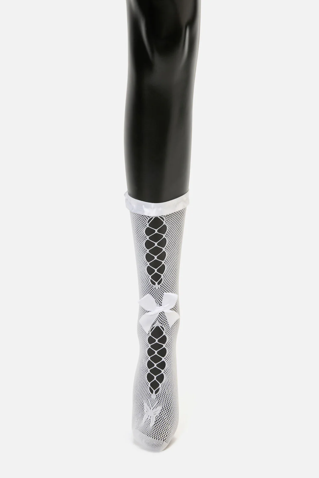 White Long Mesh Bow Sock