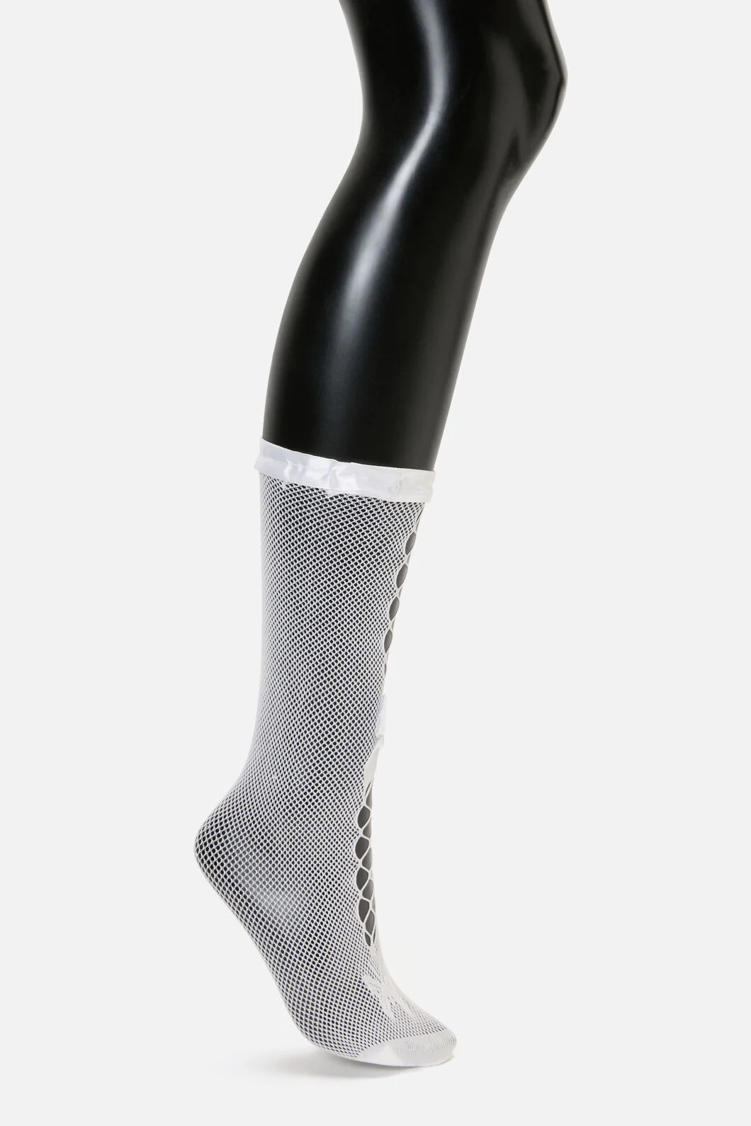 White Long Mesh Bow Sock - Image 2