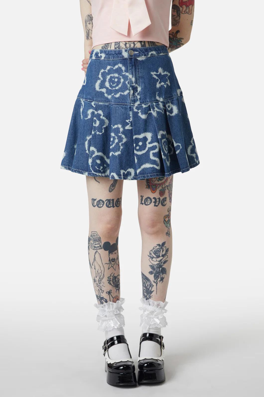 White Out Denim Skirt