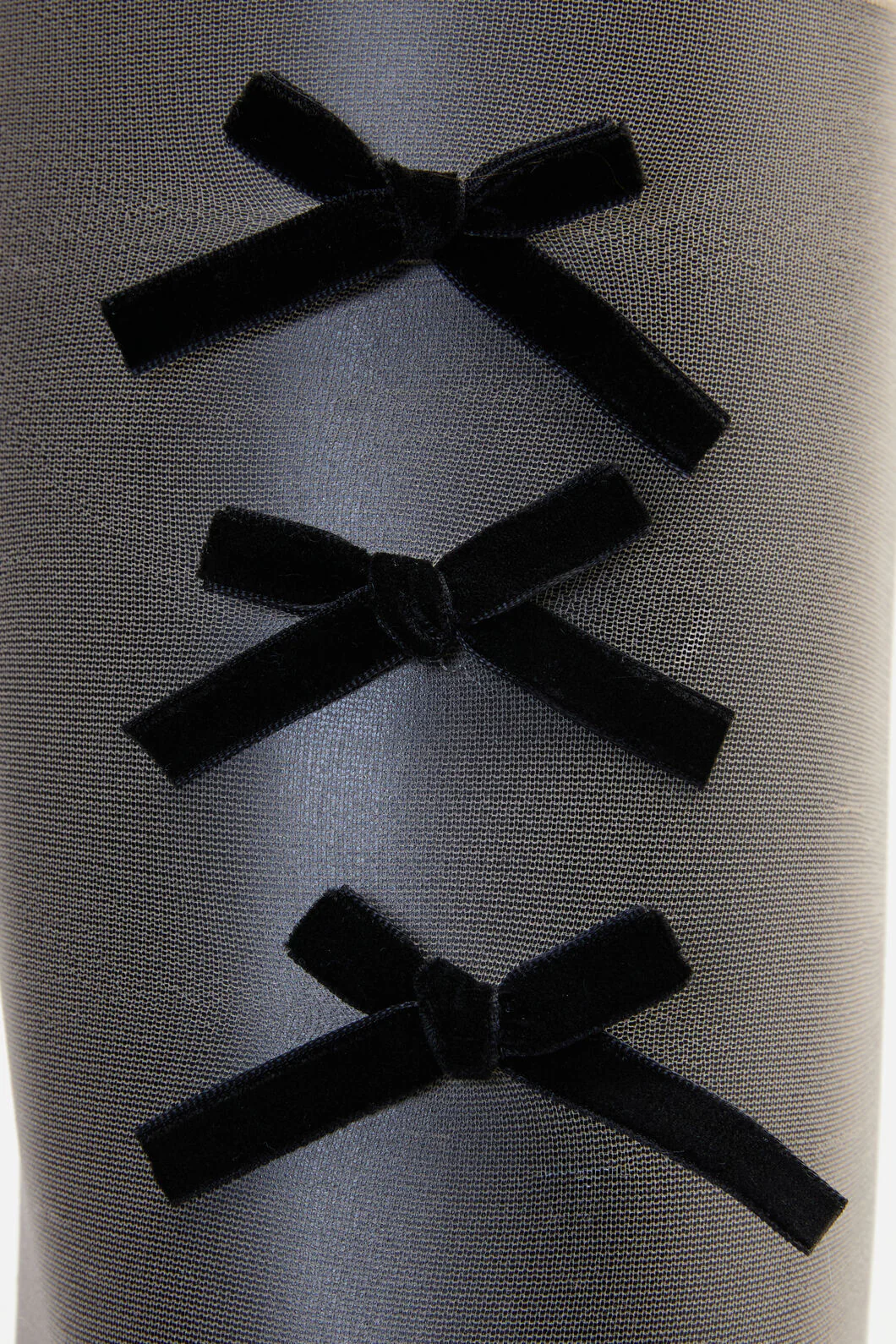 White Suspender Bow Tights - Image 3