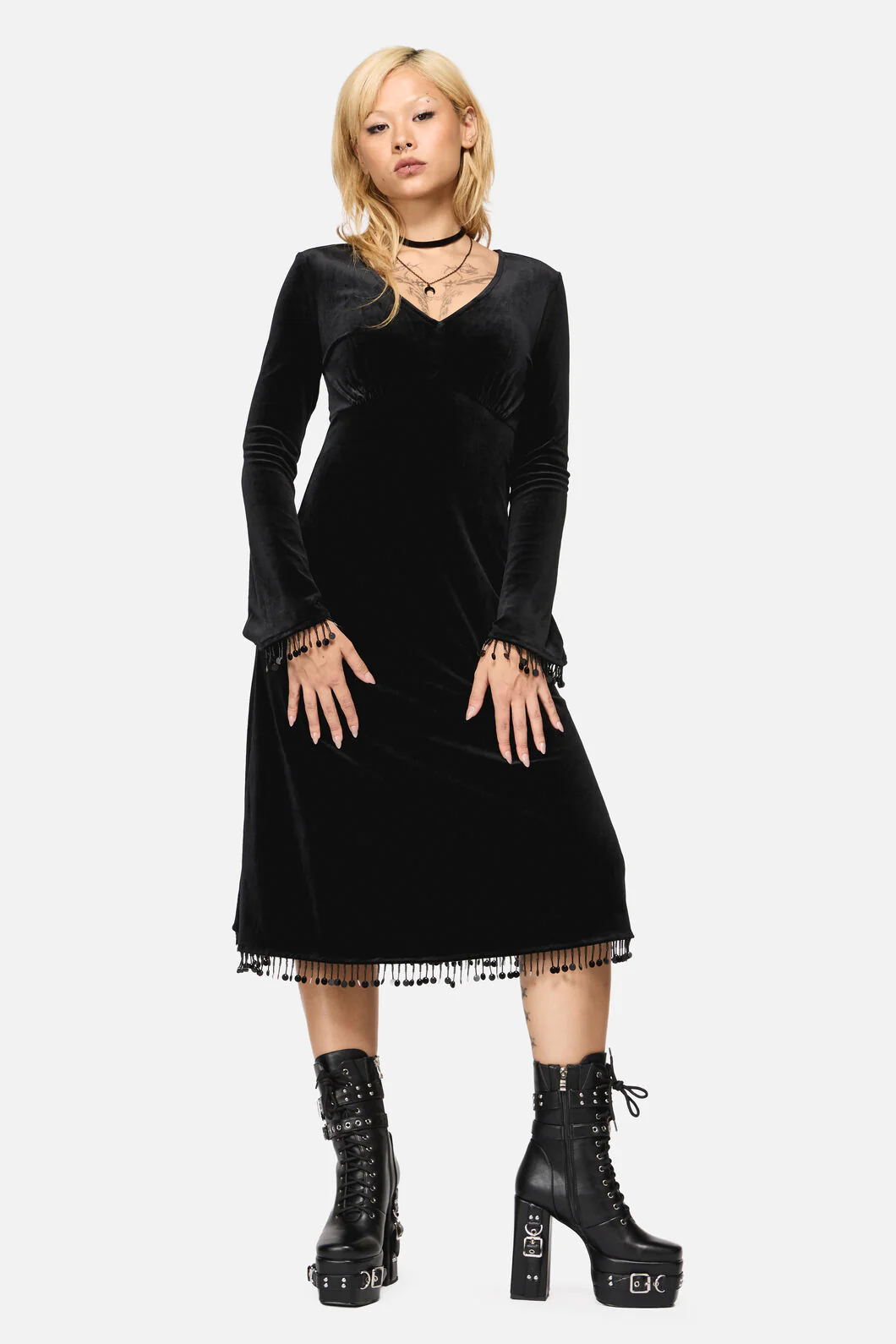 Wingspan Goth Midi Dress